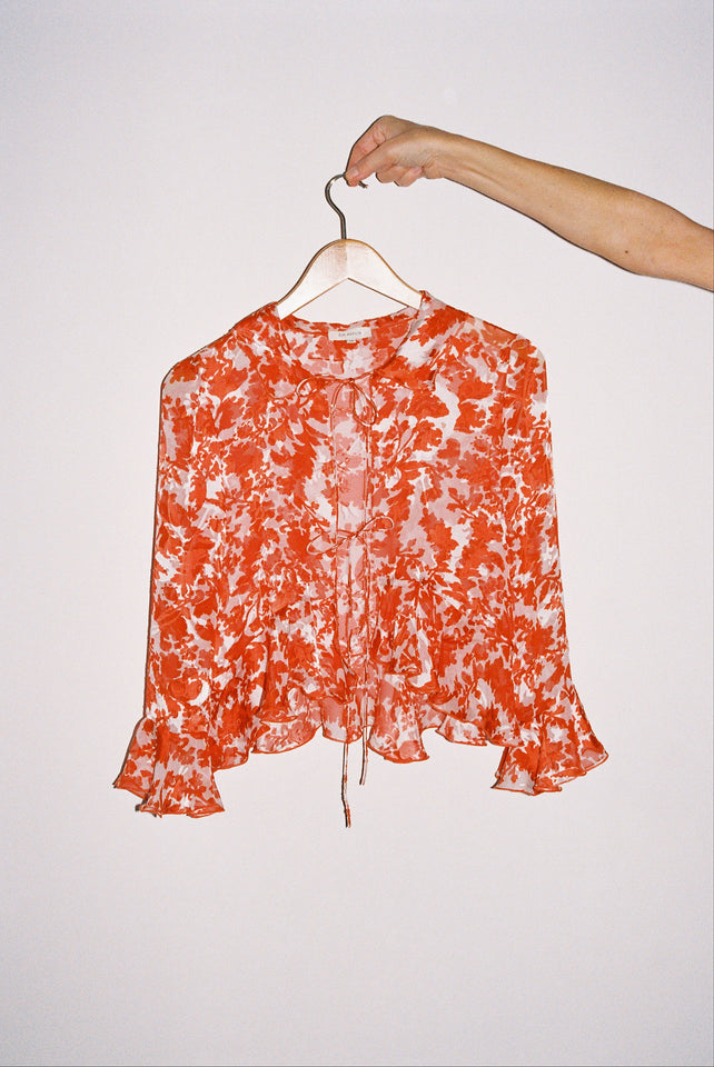 Poetic blouse - Red / White Silk Devoré