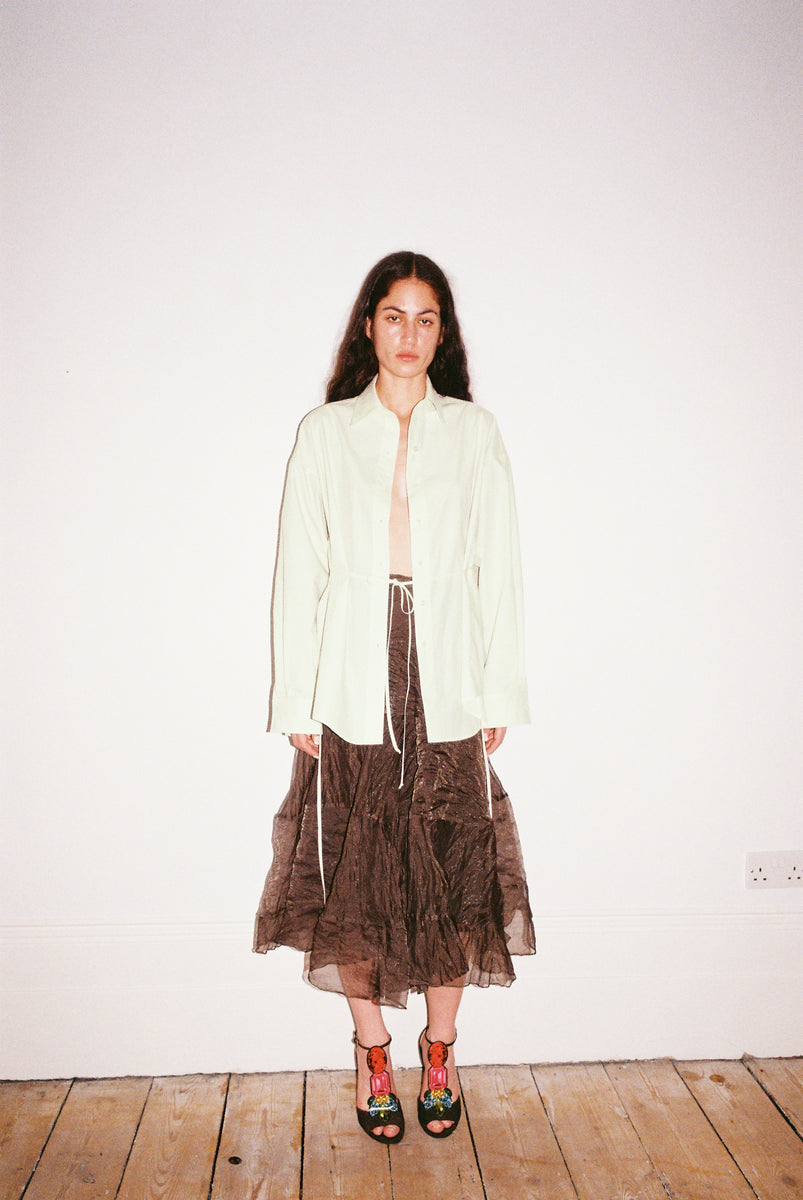 Twirl Skirt - Carob Silk Metal Organza