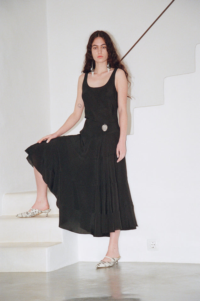 Twirl Dress - Crinkled Black