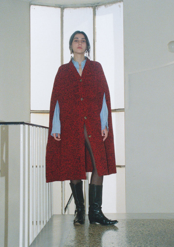 Cape No.01 - Poppy / Black Mouliné