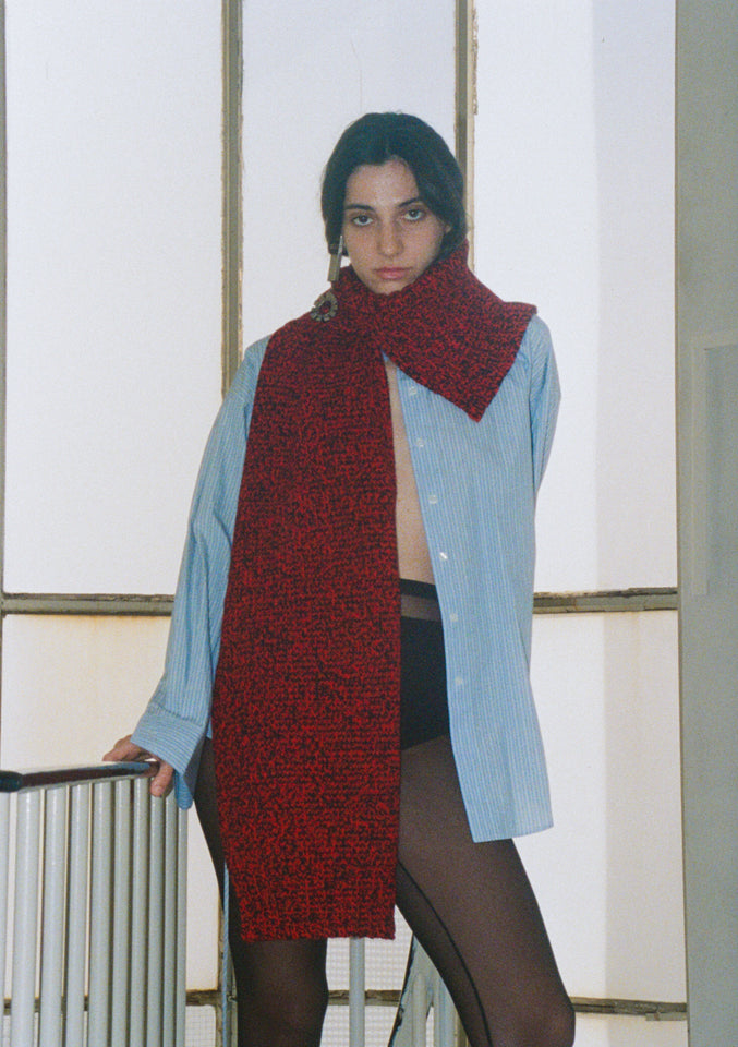 The Scarf - Poppy / Black Mouliné