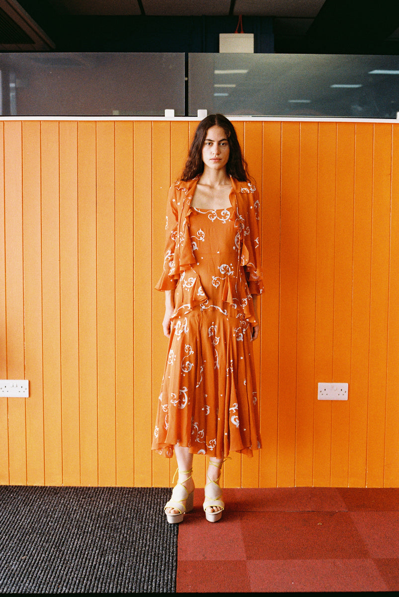 Poetic Slip Dress - Gold Flame