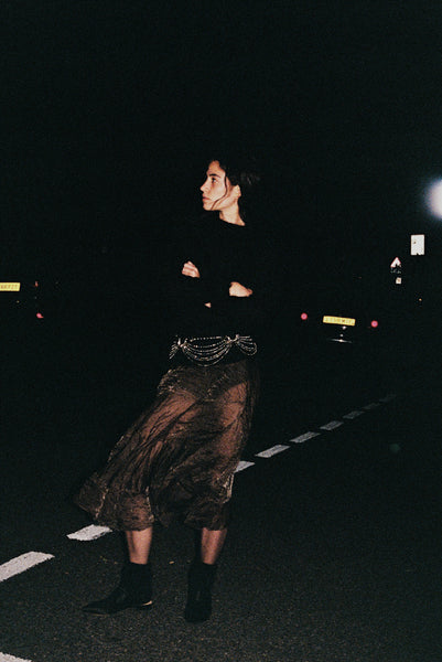 Twirl Skirt - Carob Silk Metal Organza