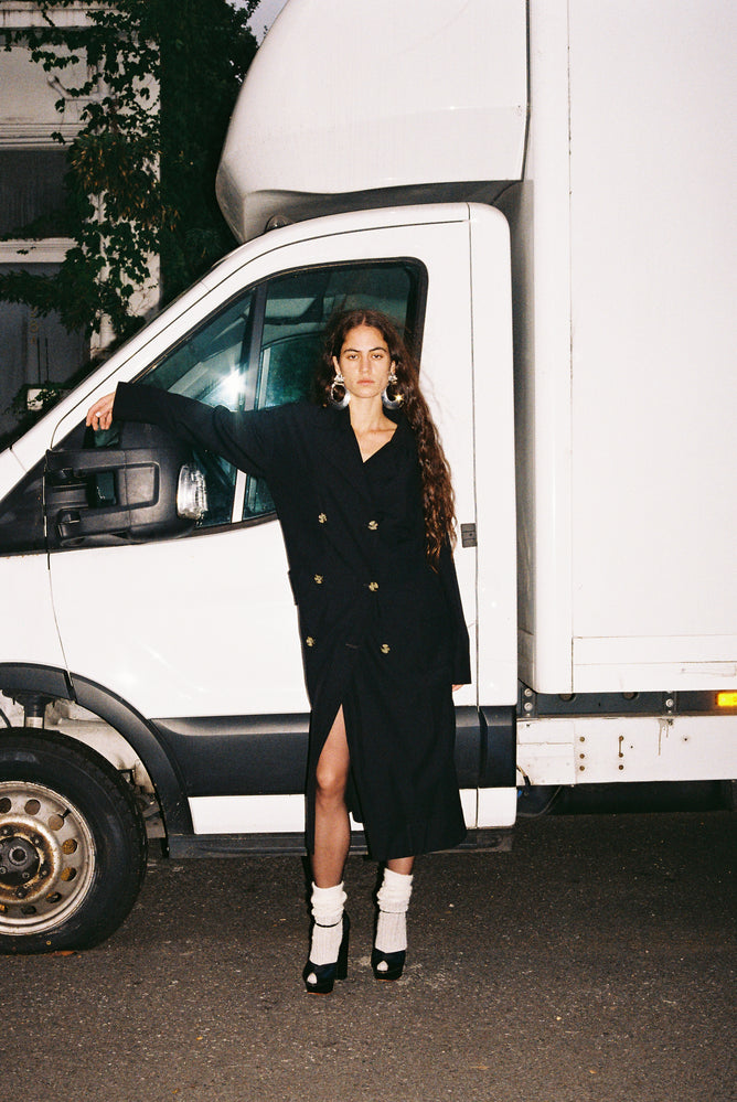 Relaxed Trench Coat - Black Light Gabardine