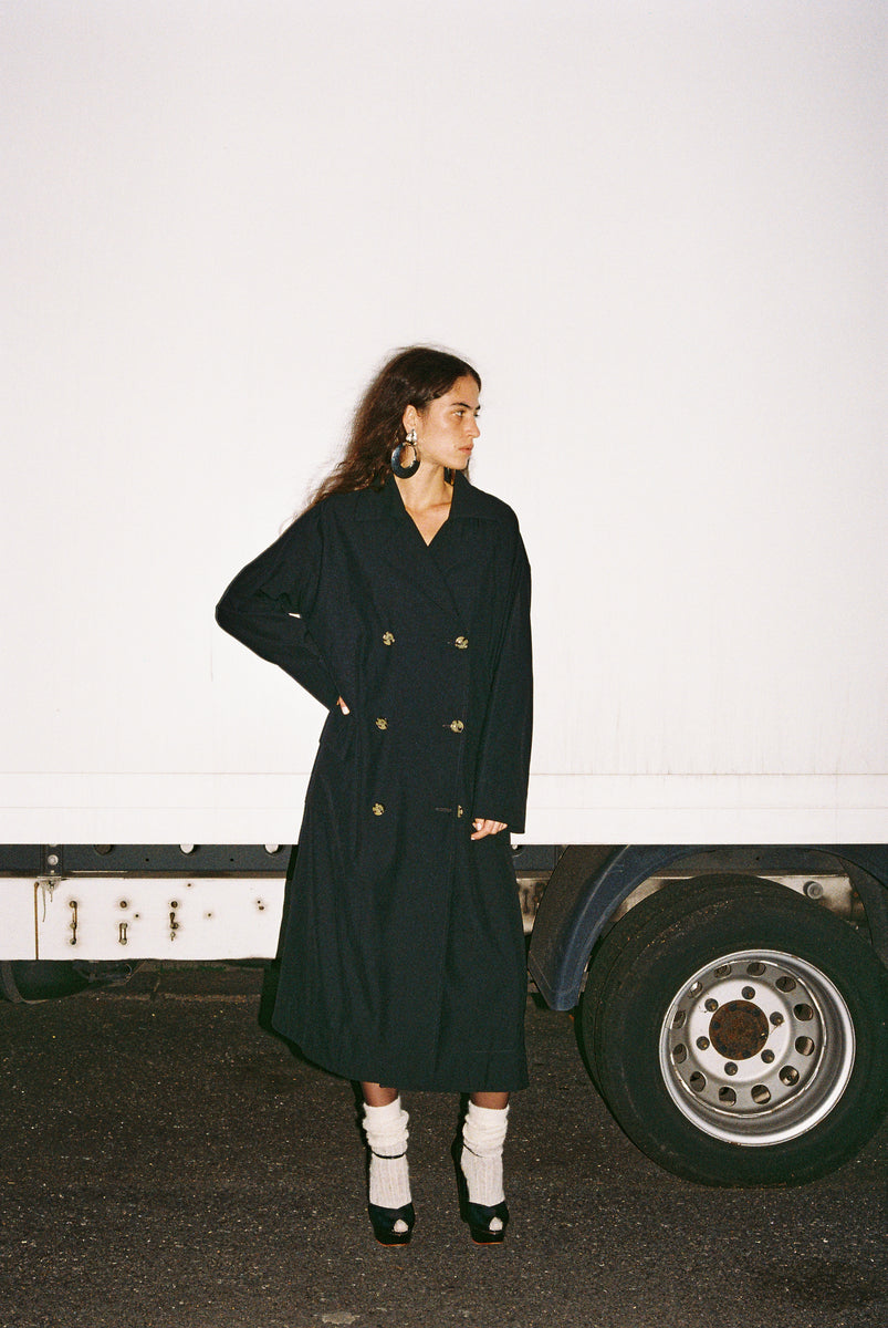 Relaxed Trench Coat - Black Light Gabardine