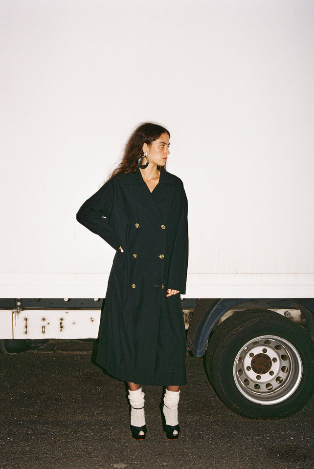 Relaxed Trench Coat - Black Light Gabardine