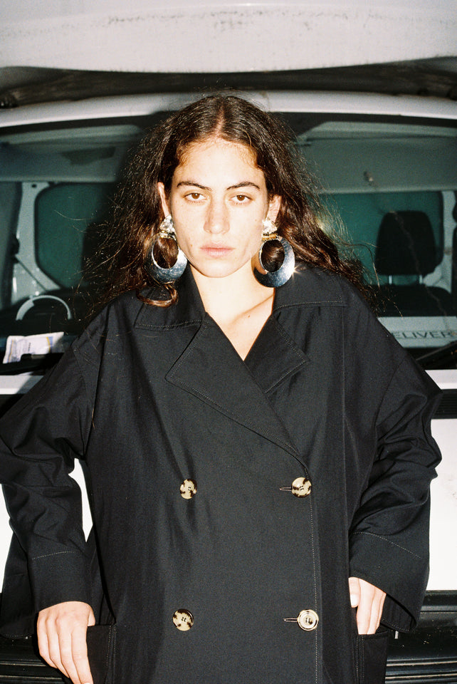 Relaxed Trench Coat - Black Light Gabardine