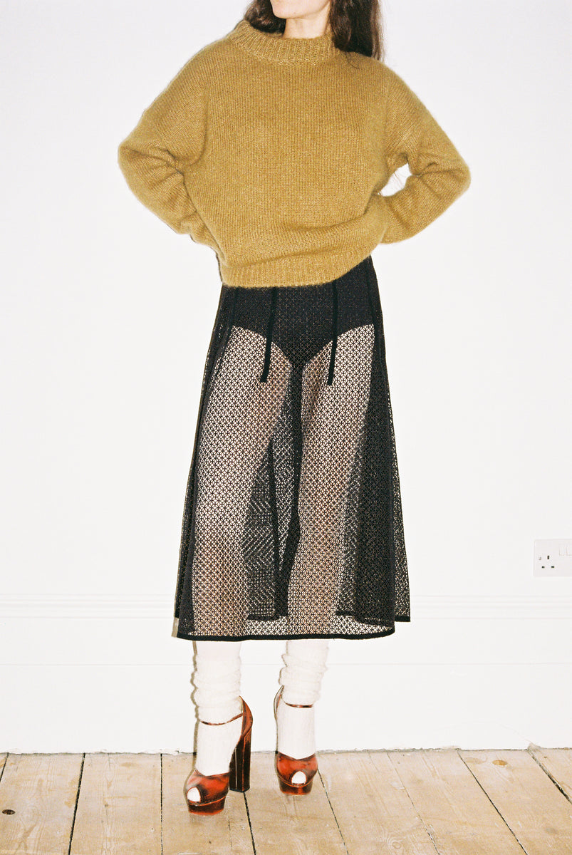 Sculpted Skirt - Black Net Guipure