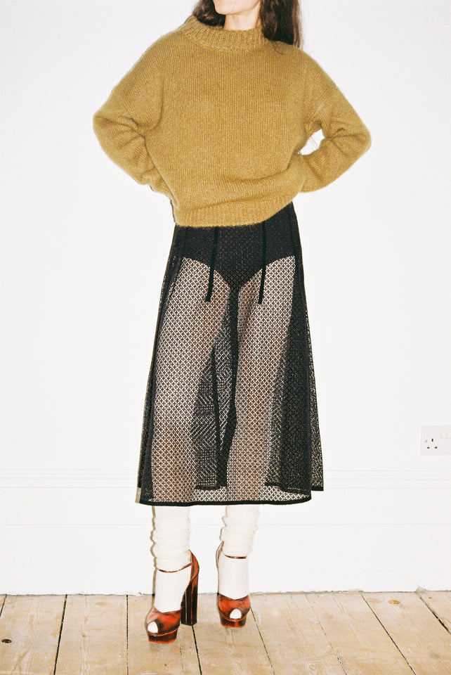 Sculpted Skirt - Black Net Guipure