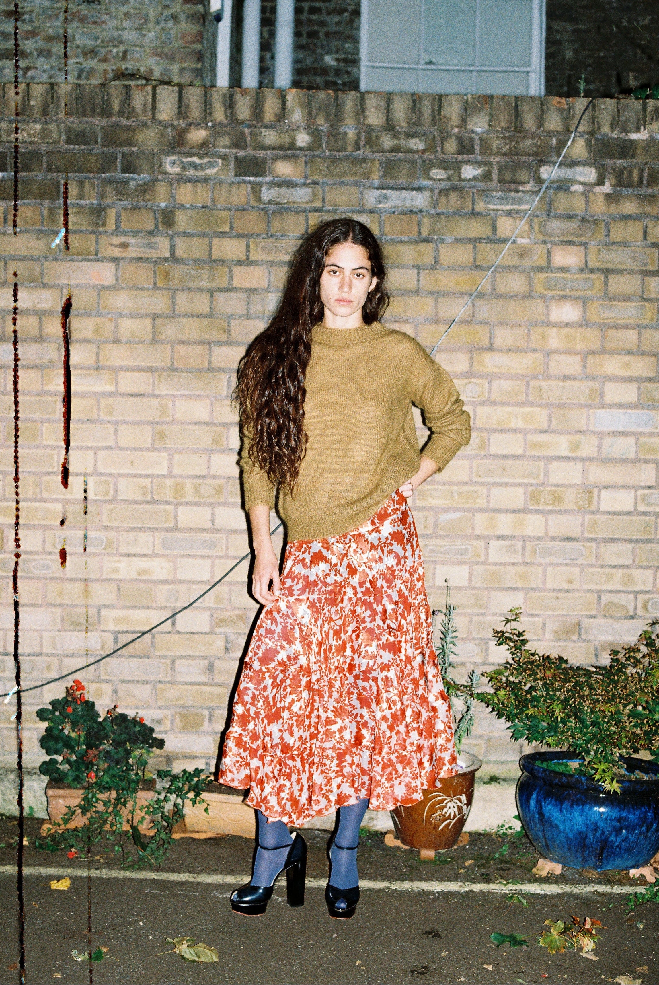 Twirl Skirt - Red / White Silk Devoré