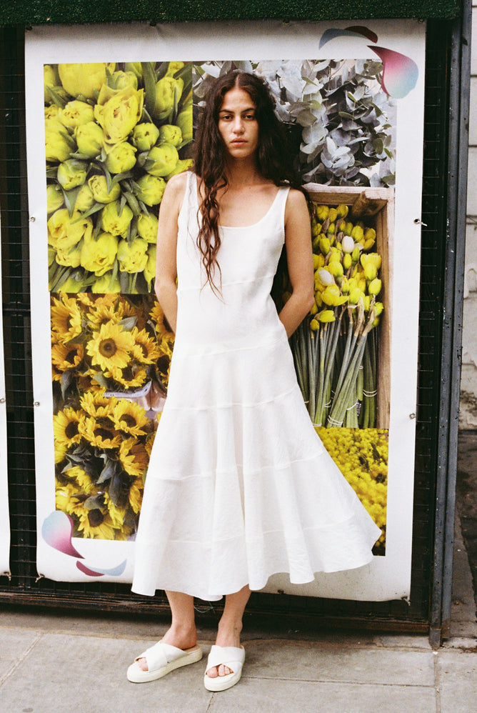 Twirl Dress - Ivory Parachute Techno Silk