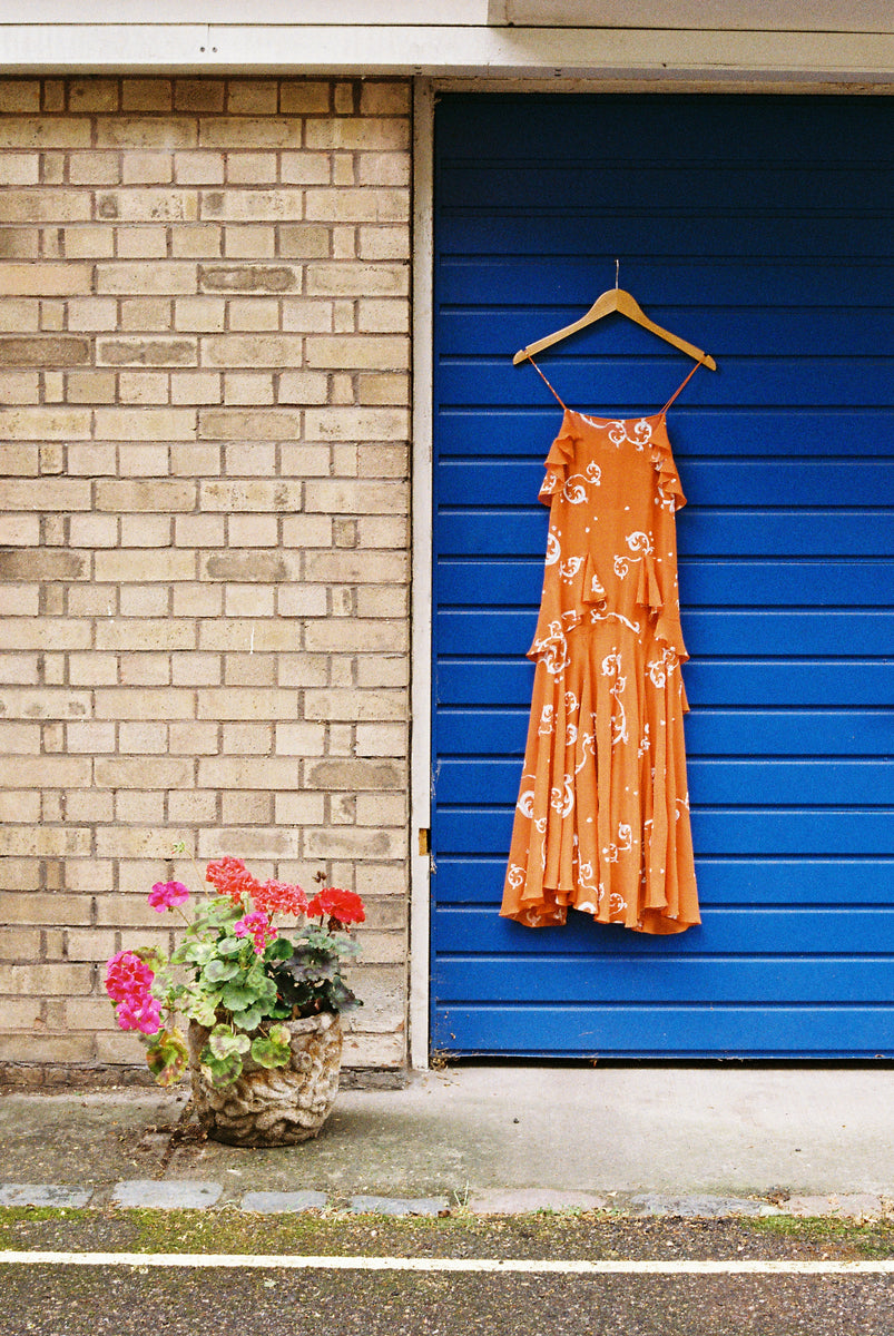 Poetic Slip Dress - Gold Flame
